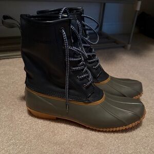 Navy and Gray Duck Boots
